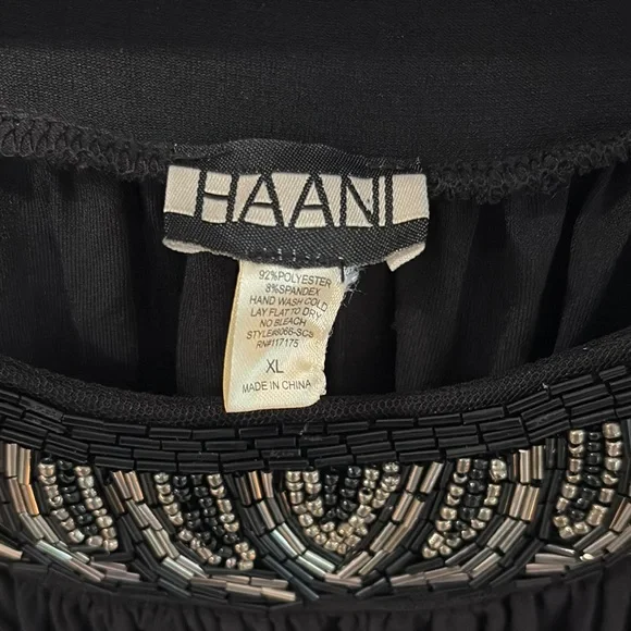 HAANI Little Black Beaded Sleeveless midi Dress size XL Wedding funeral cocktail - Picture 4 of 13